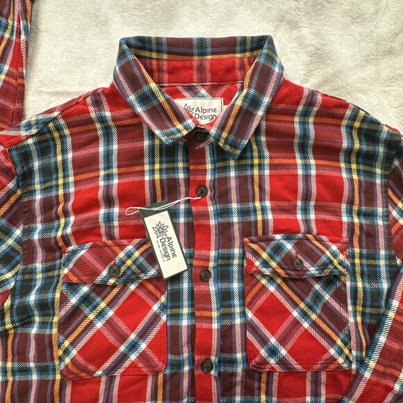 Alpine Design Heavyweight Flannel Shirt Men’s Size XL Red Blue Yellow Plaid New - Picture 4 of 13